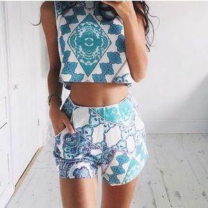Two piece Sabo skirt mosaic Grecian  set